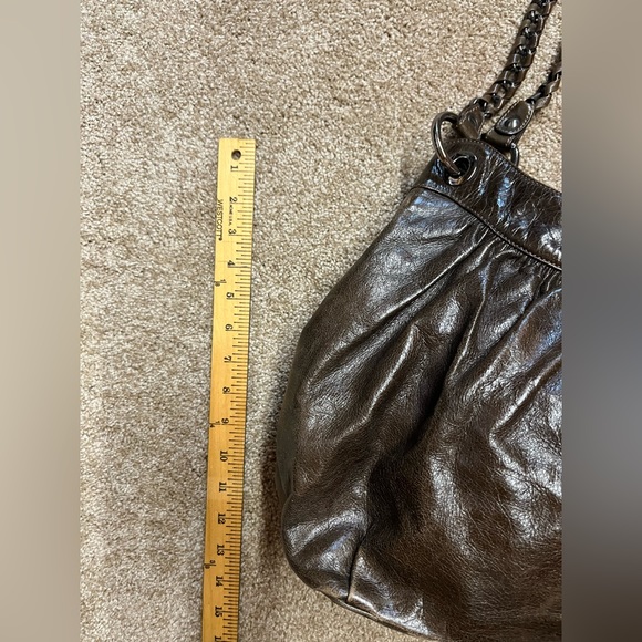 Abro-Large Hobo Shoulder bag Chocolate Brown Distressed leather w/ gunmetal-EUC - Picture 4 of 13